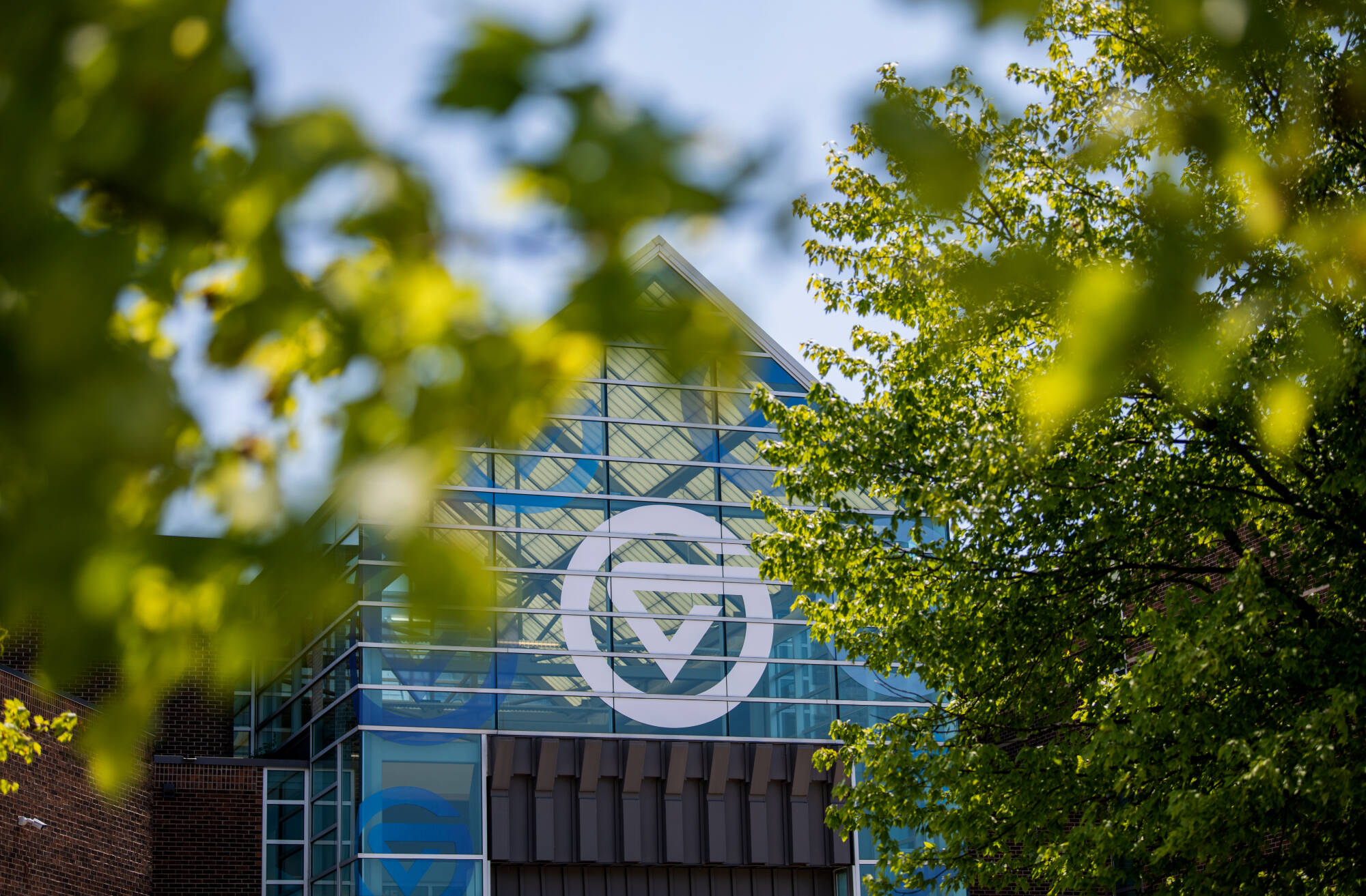 Kirkhof Center on the Valley Campus, with the circle-GV logos in the windows